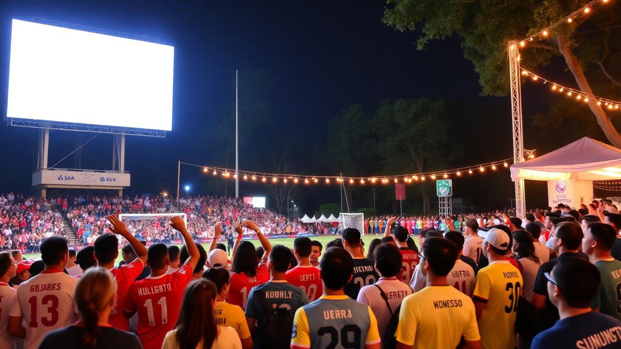 แฟนบอลไทยรวมตัวดูบอลโลกกลางแจ้งจอใหญ่ในคืนวันที่ 3